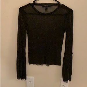 Black and gold sheer top